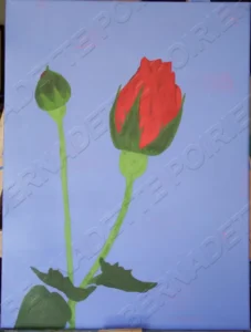 Painting of Rose Bud. Adaptation of original photo.