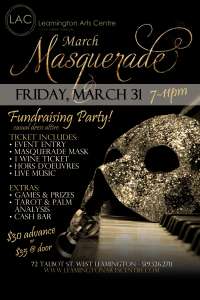 March Masquerade Fundraiser, Leamington Arts Centre poster.